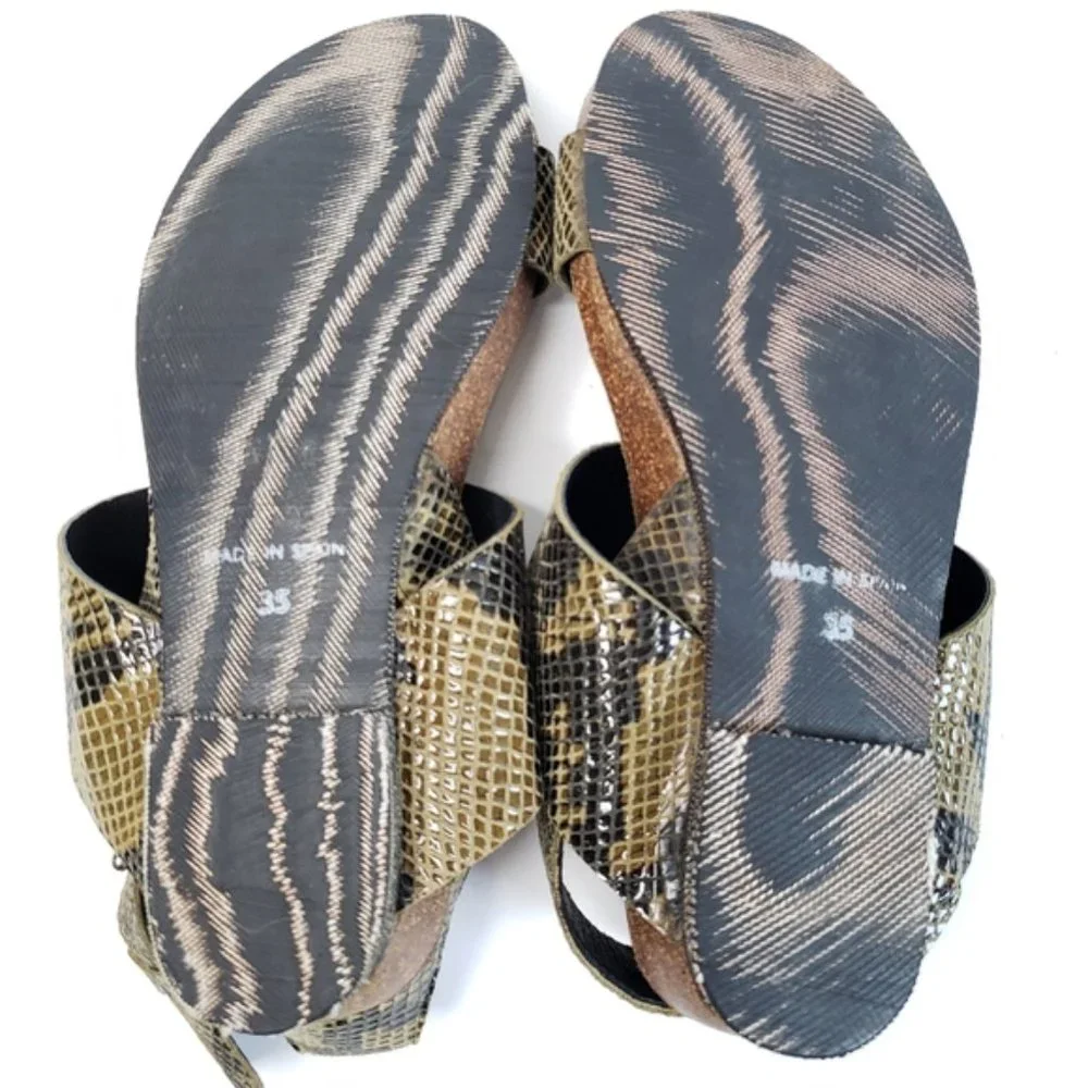 SYLVEN NEW YORK Renegade Strappy Suede Sandal In Taupe Snake Skin